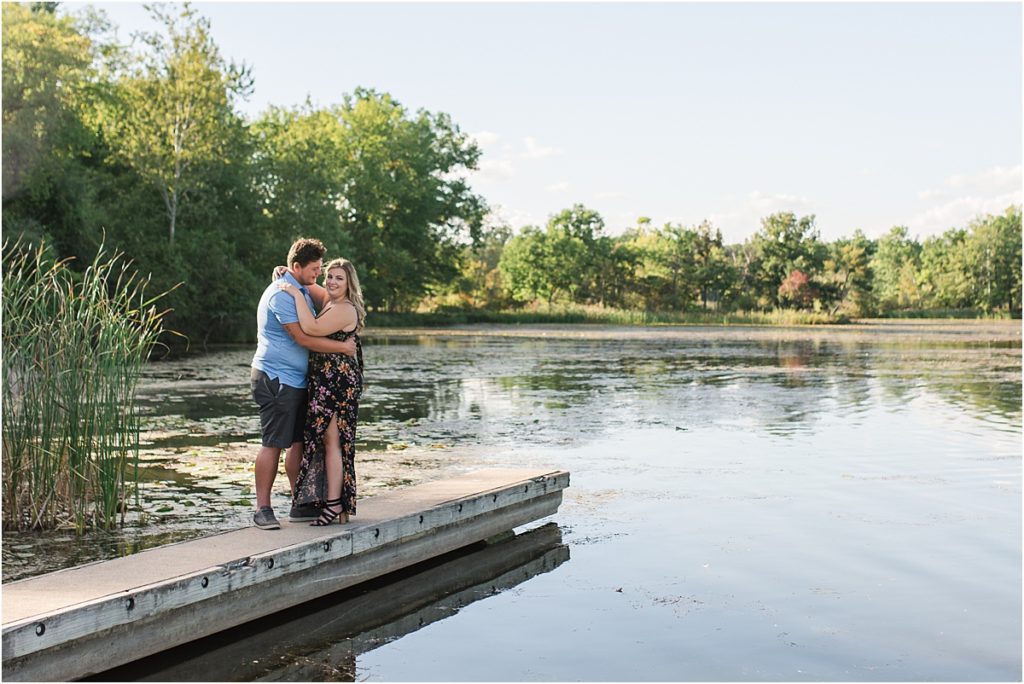 Couple standing on a dock at Kensington Metropark