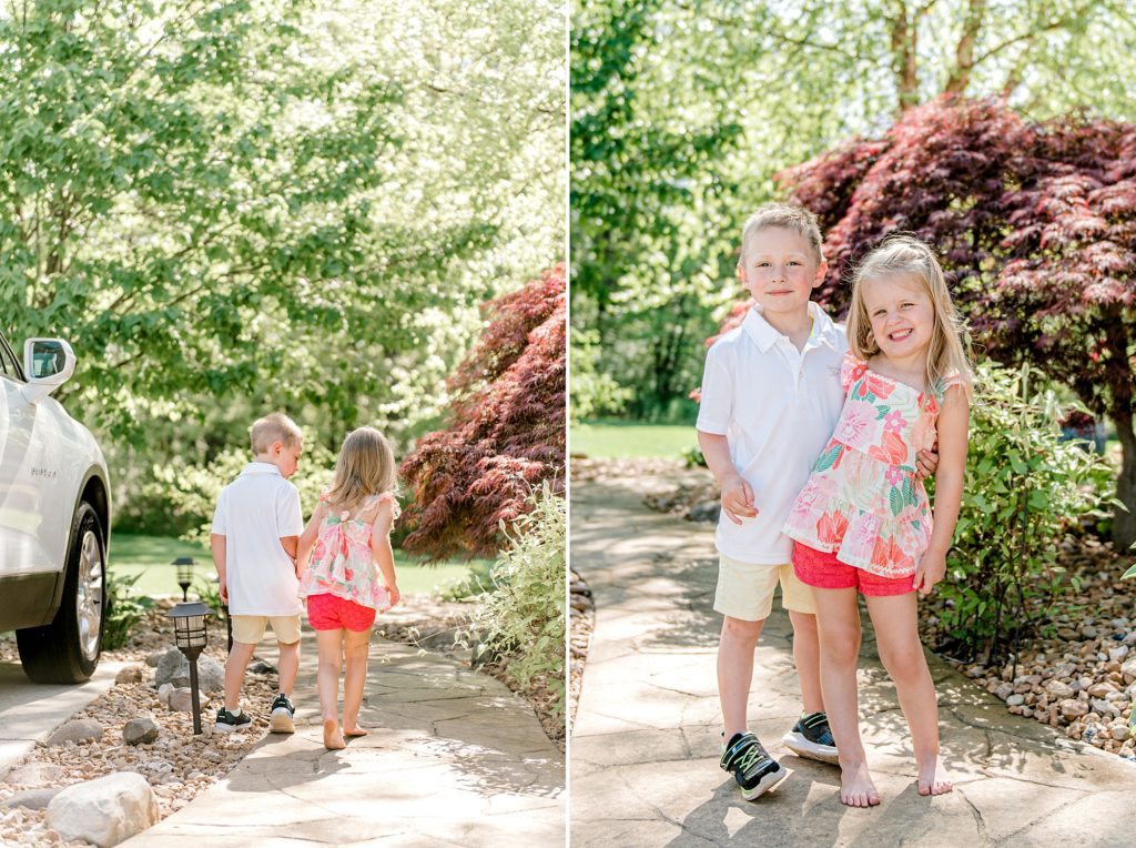 Little kids walking on a pretty path. Howell mi photography life lately blog post