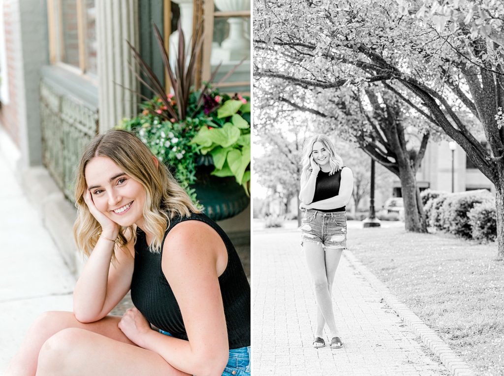 Photos of a girl in Downtown Howell (Senior photo style)