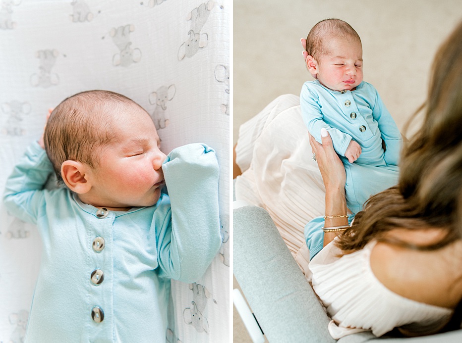 Light and neutral lifestyle newborn photo session