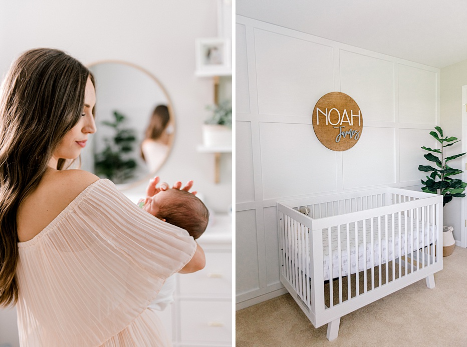 Light and neutral lifestyle newborn photo session
