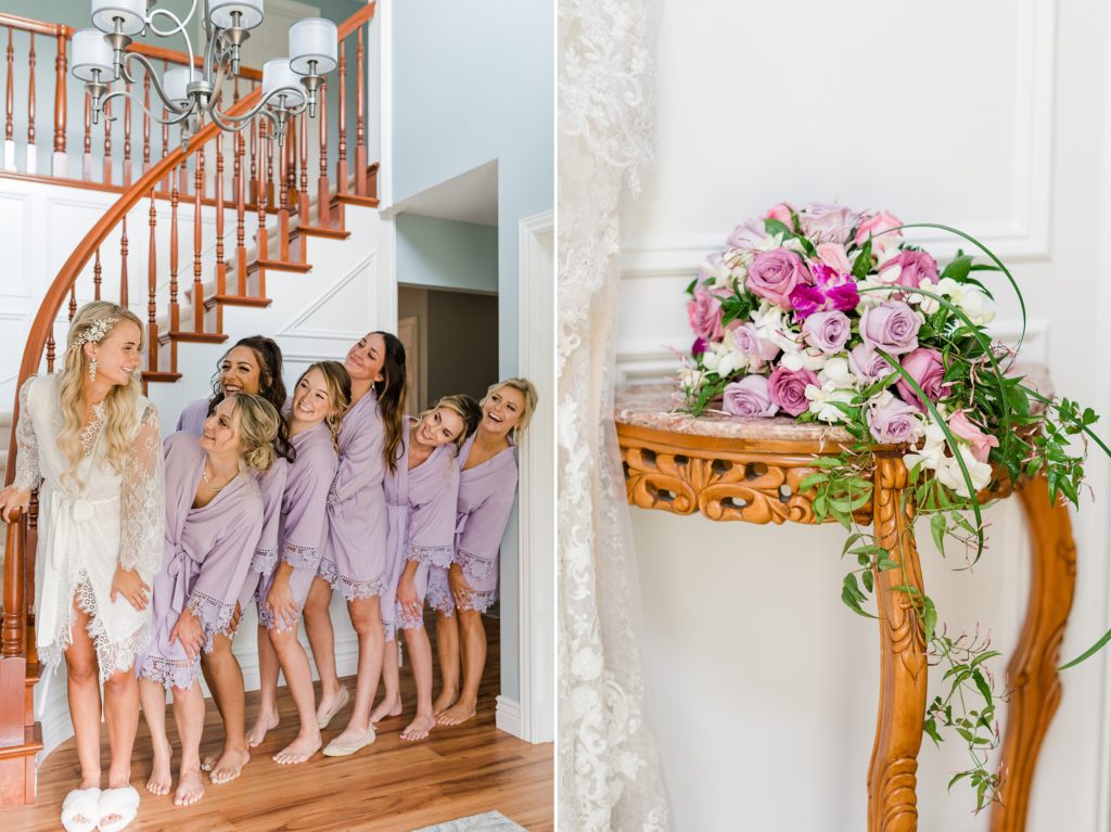 Bridesmaids in lilac robes