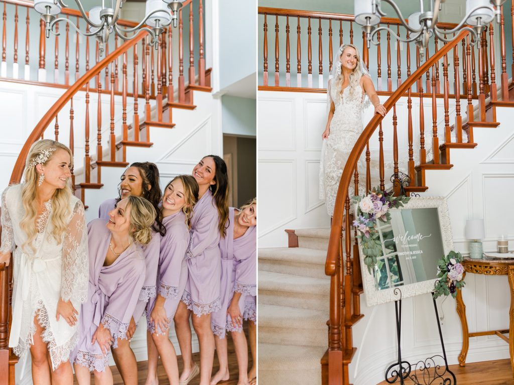 bridesmaids in lilac robes