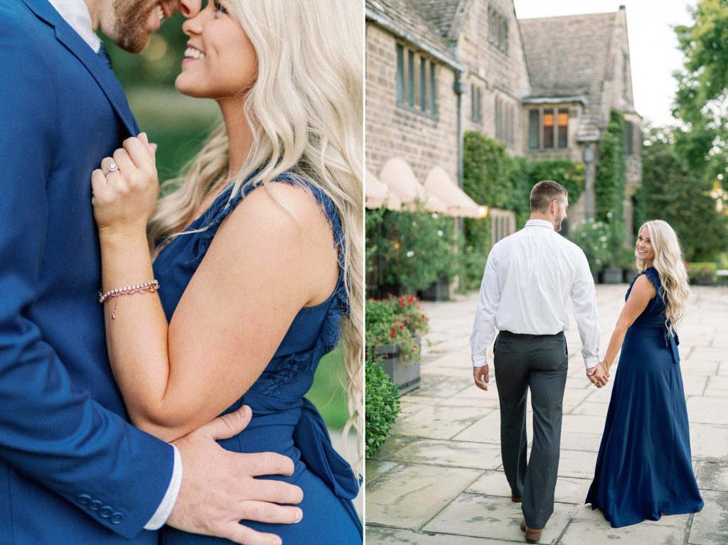 Ford House Engagement Photos, Couple in front of mansion