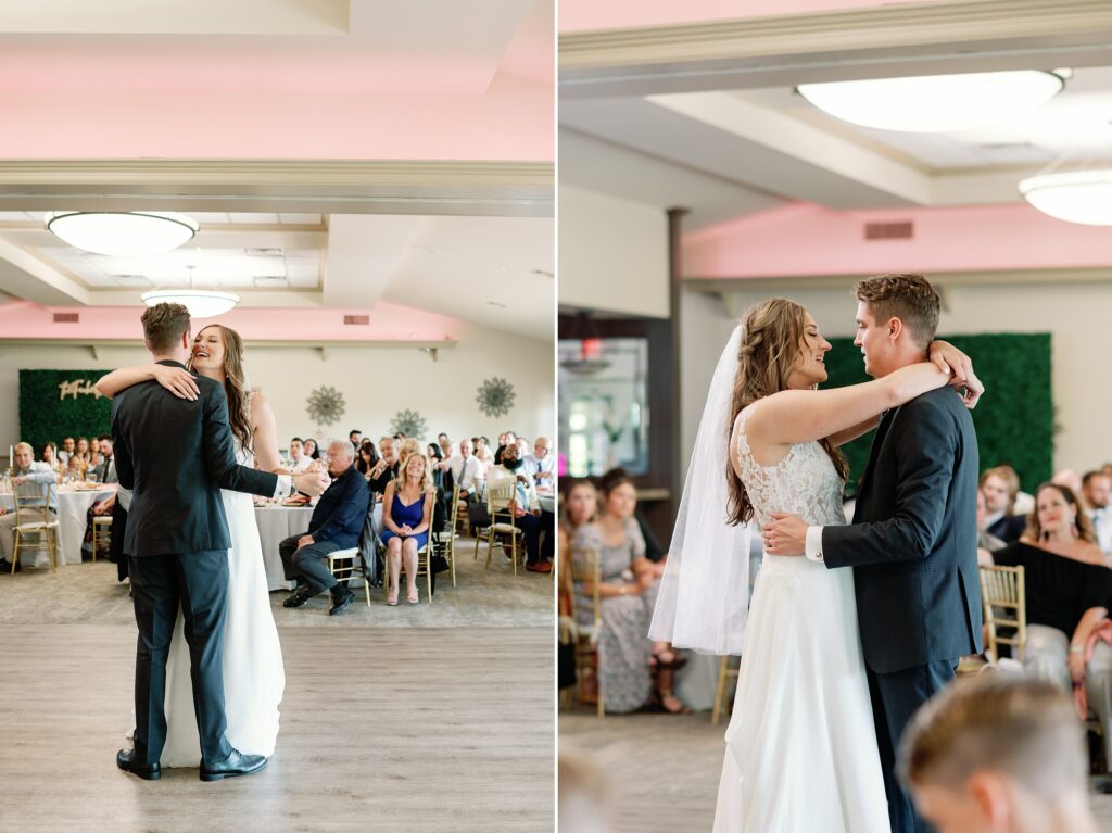 Bride and Groom sharing their first dance
