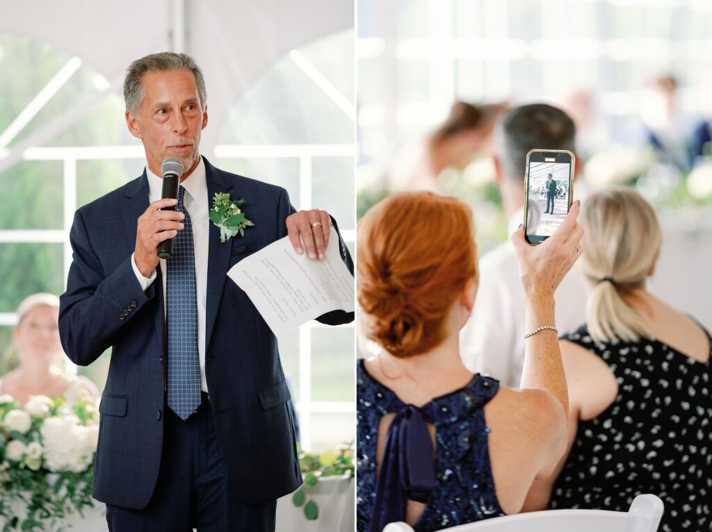 Father of the bride giving his speech at the reception